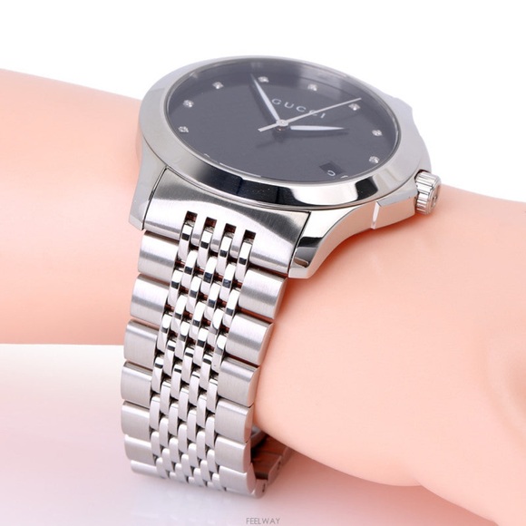 Gucci Watch YA126405 G-Timeless Diamond Stainless Steel Unisex BNWT - Picture 2 of 3